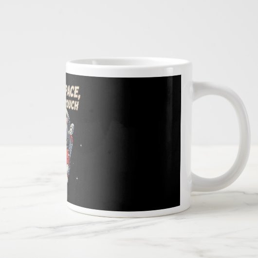 Funny Astronaut Cat Mug: Lost in Space Jumbo-Tasse (Rechts)
