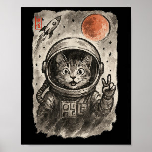 Funny Astronaut Cat Take Selfie Space Kitten Lov Poster