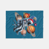 Funny Astronaut Christmas Space Lights Santa Hat P Fleecedecke (Vorderseite (Horizontal))