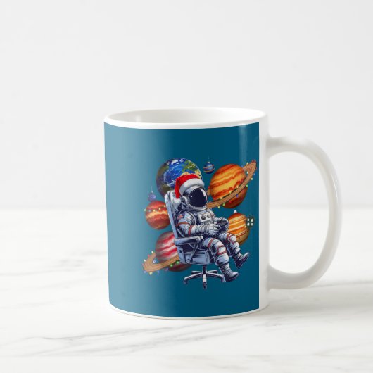 Funny Astronaut Christmas Space Lights Santa Hat P Kaffeetasse (Rechts)