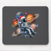 Funny Astronaut Christmas Space Lights Santa Hat P Mousepad (Vorne)