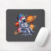 Funny Astronaut Christmas Space Lights Santa Hat P Mousepad (Mit Mouse)