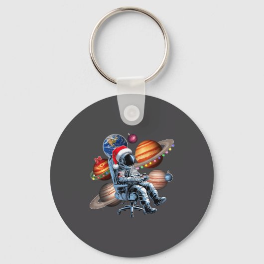 Funny Astronaut Christmas Space Lights Santa Hat P Schlüsselanhänger (Vorderseite)