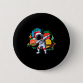 Funny Astronaut Christmas Space Planets Santa Hat Button (Vorderseite)