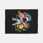 Funny Astronaut Christmas Space Planets Santa Hat Fleecedecke (Vorderseite (Horizontal))