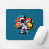 Funny Astronaut Christmas Space Planets Santa Hat  Mousepad (Mit Mouse)