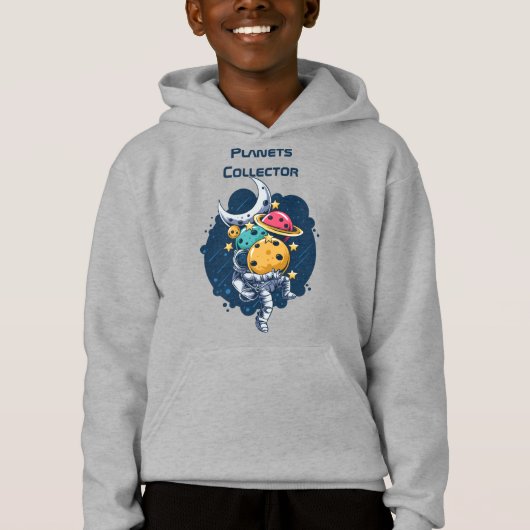 Funny Astronaut hält Planeten Hoodie (Vorderseite)