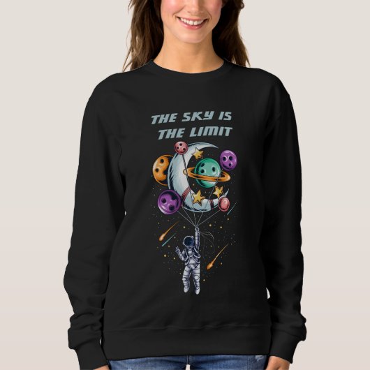 Funny Astronaut Holding a Balloon Planets Sweatshirt (Vorderseite)