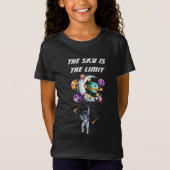 Funny Astronaut Holding a Balloon Planets T-Shirt (Vorderseite)