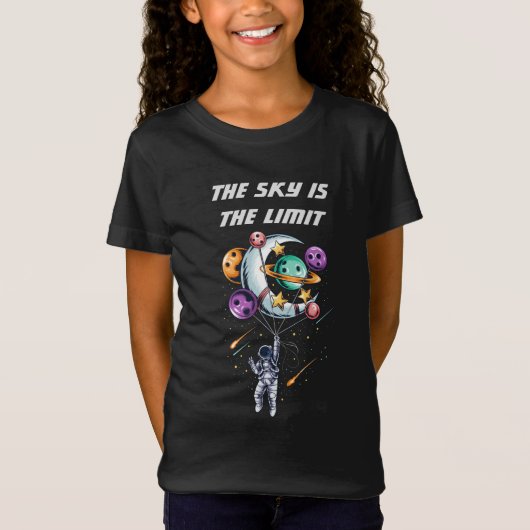 Funny Astronaut Holding a Balloon Planets T-Shirt (Vorderseite)