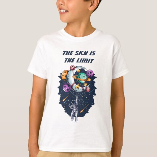 Funny Astronaut Holding a Balloon Planets T-Shirt (Vorderseite)
