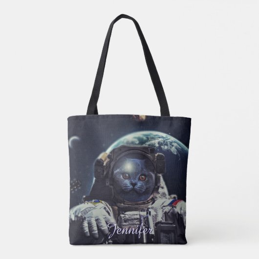 Funny Astronaut Kurzhaarkatze im Weltraum Tasche (Rückseite)