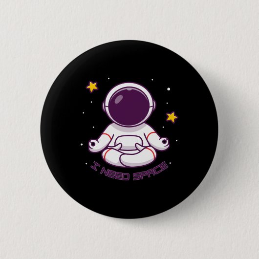 Funny Astronaut Meditation I Neust Space - Yoga In Button (Vorderseite)