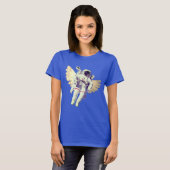 Funny Astronaut mit Angel Wings im Weltraum T-Shirt (Vorne ganz)