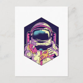 Funny Astronaut PIZZA Cartoon Graphic Space Geek Postkarte