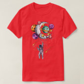 Funny Astronaut Planets Moon With Hand space T-Shirt (Design vorne)
