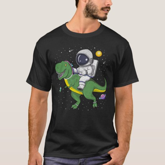 Funny Astronaut Riding T-Rex in Space Dinosaur Men T-Shirt (Vorderseite)