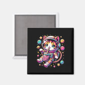 Funny Astronaut Space Kawaii Boba Tea Kata Magnet (Vorderseite/Rückseite)