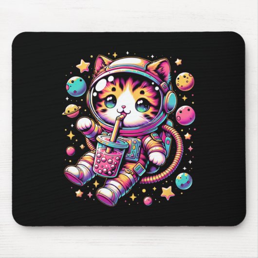 Funny Astronaut Space Kawaii Boba Tea Kata Mousepad (Vorne)