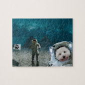 Funny Astronaut Space Maltese Dog Jigsaw Puzzle (Horizontal)