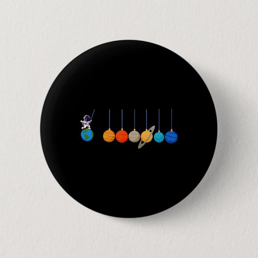 Funny Astronaut Swing Planets Space Science Mens B Button (Vorderseite)