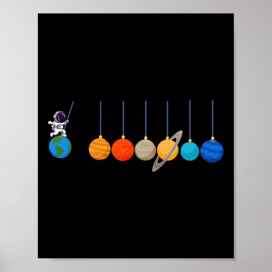 Funny Astronaut Swing Planets Space Science Mens B Poster (Vorne)