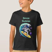 Funny Astronauts Surfen im Weltraum T-Shirt (Vorderseite)