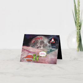 Funny Astronomy Aliens Cartoon Christmas Your Name Feiertagskarte