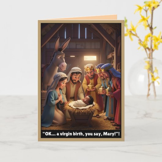 Funny atheist card, virgin birth theme karte (Gelbe Blume)
