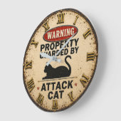 Funny Attack Cat Große Wanduhr (Winkel)