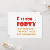 Funny Attitude 40. Geburtstag Gag Geschenke Karte (Vorderseite/Rückseite Beispiel)