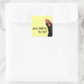 Funny Attitude Chicken - Sie reden mit mir? Quadratischer Aufkleber (Tasche)