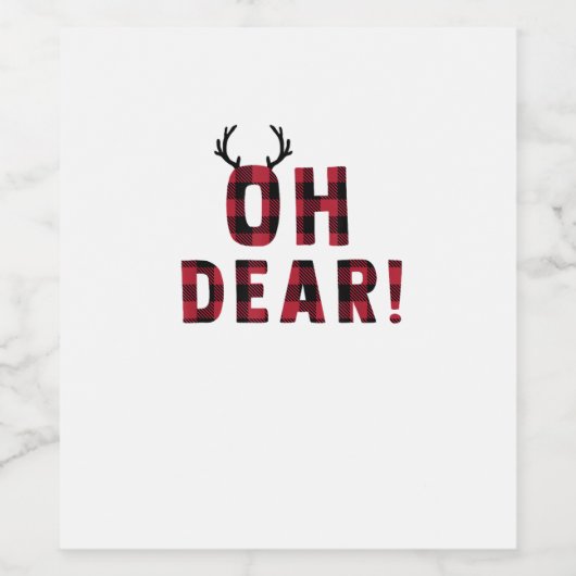 Funny Attitude Oh Dear Plaid Deer Creative Design Weinetikett (Einzelnes Label)