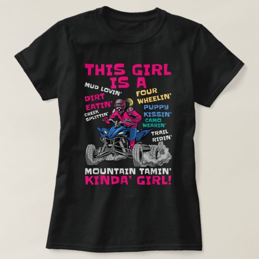 Funny ATV Quad Bike Reiten Girl All-Terrain Four W T-Shirt (Design vorne)