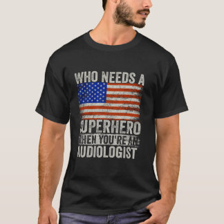 Funny Audiologe Superhero Vintages T-Shirt für Men