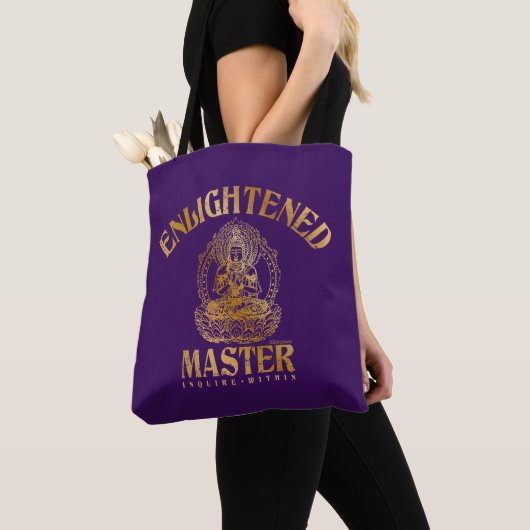 Funny "Aufklärter Meister" Imitats Gold auf Lila Tasche (Von Nahem)