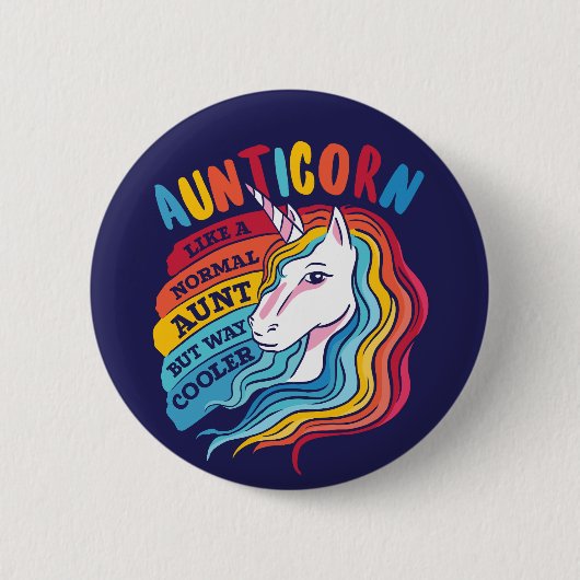 Funny Aunticorn Niedlich Einhorn Traumstrecke Airo Button (Vorderseite)