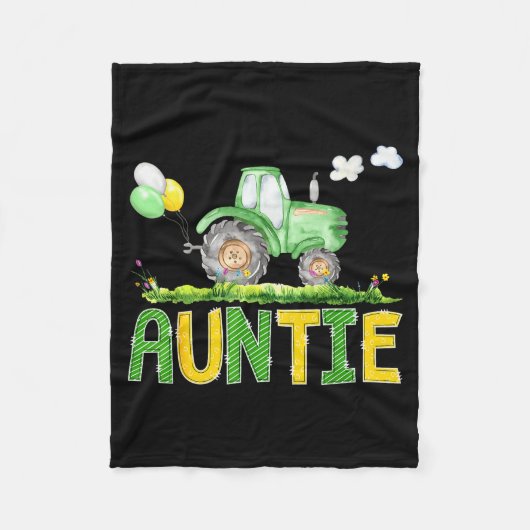 Funny Auntie Birthday Boy Tractor Farm Truck Match Fleecedecke (Vorderseite)
