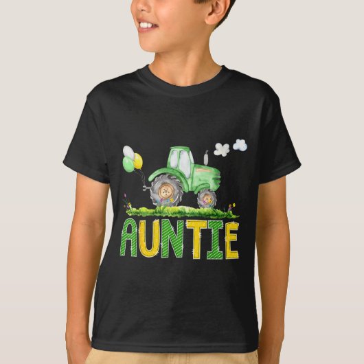Funny Auntie Birthday Boy Tractor Farm Truck Match T-Shirt (Vorderseite)