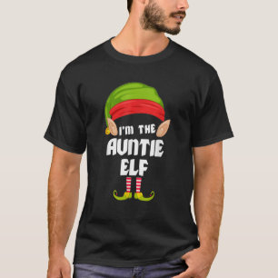 Funny Auntie Elf Matching Family Group PJ Christma T-Shirt