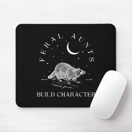 Funny Auntie Feral Aunts Build Character Raccoon L Mousepad (Mit Mouse)