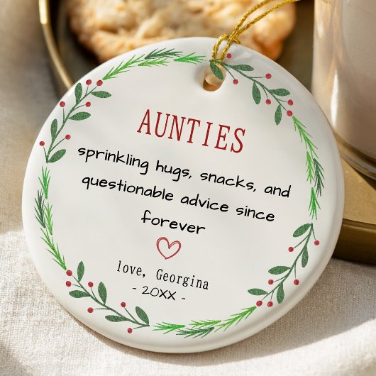 Funny auntie quote personalized keepsake keramik ornament