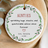 Funny auntie quote personalized keepsake keramik ornament