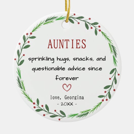 Funny auntie quote personalized keepsake keramik ornament (Vorne)