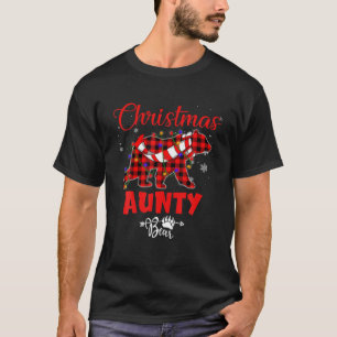 Funny Aunty Bear Weihnachtsbaum Lichter Rot Karier T-Shirt