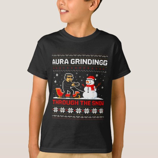 Funny Aura Grinding Christmas Meme Winter Gamer T-Shirt (Vorderseite)