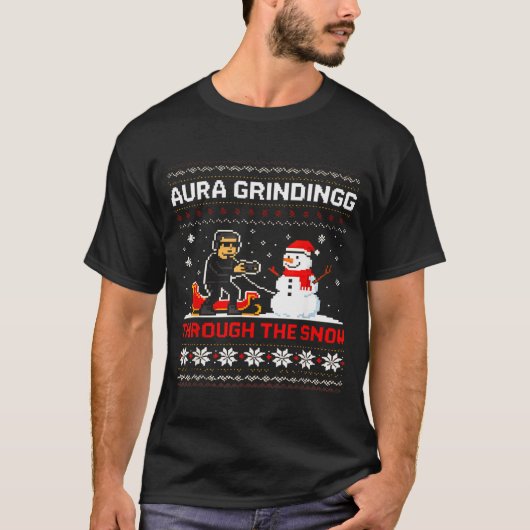 Funny Aura Grinding Christmas Meme Winter Gamer  T-Shirt (Vorderseite)