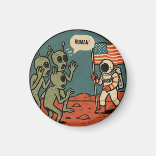 Funny Außerirdischen und Astronaut im Weltraum Magnet