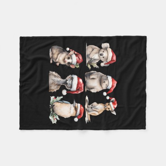 Funny Aussie Animals Christmas Santa Australian An Fleecedecke (Vorderseite (Horizontal))