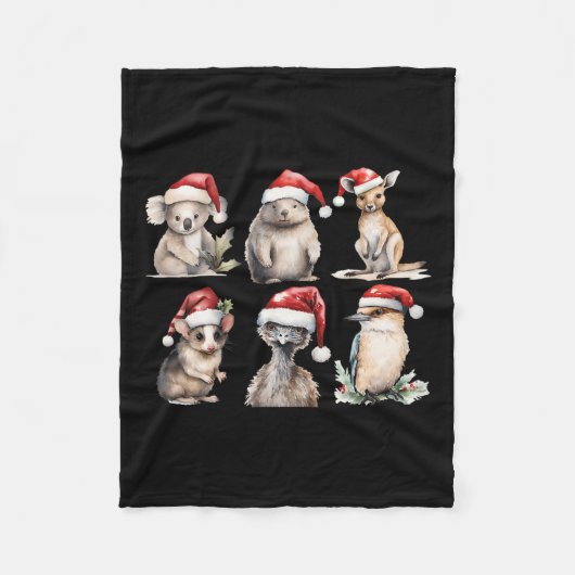 Funny Aussie Animals Christmas Santa Australian An Fleecedecke (Vorderseite)